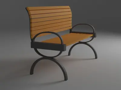 simple bench Low-poly 3D model