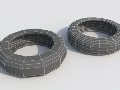 Tires in two variations of Polygons PBR Game-ready Low-poly 3D Low-poly 3D model