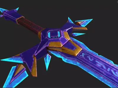 Game ready stylised sword prop Low-poly 3D model Low-poly 3D model