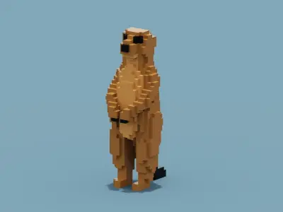 Voxel Meerkat Low-poly 3D model