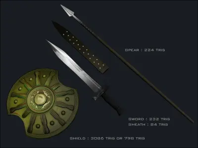 3d Greek Weapons Set Free 3D model