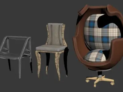 Furniture Set 2 egg shaped chair Free low-poly 3D model