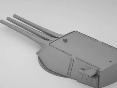 14 inch - 356mm 45 Mk8 Triple Turret Naval Gun USS Arizona 3D model