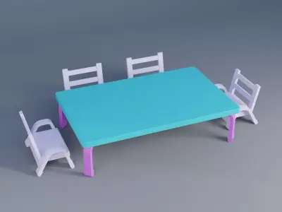Table and chairs Low-poly 3D model buy
