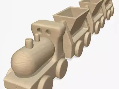 Wooden Toy Train 3D model