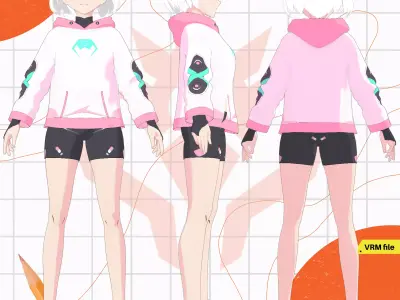 VRM CYBERPUNK NEO FASHION HOODIE MODERN SPORT FIT GIRL 3D model