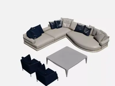 Italian concept living room seating 3D model Free 3D model