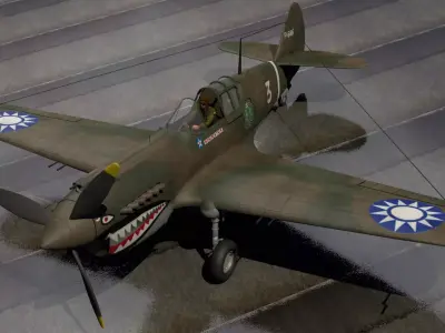 Curtiss P-40B Warhawk 3D model