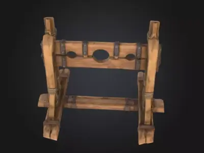 Medieval Stocks Instruments of Justice and Humiliation Low-poly 3D model