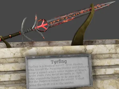 Tyrfing sword in stone box Free low-poly 3D model