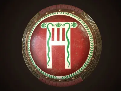 Hoplite Shield Pillar Low-poly 3D model