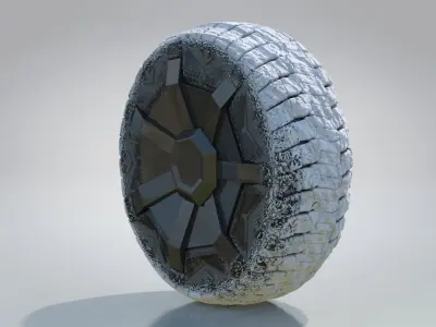 Snowy Tesla Cybertruck Wheel Low-poly 3D model