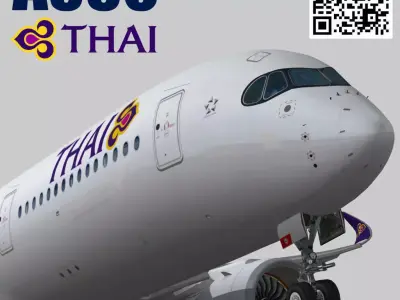 Airbus A350-900 XWB Thai Airways Low-poly 3D model