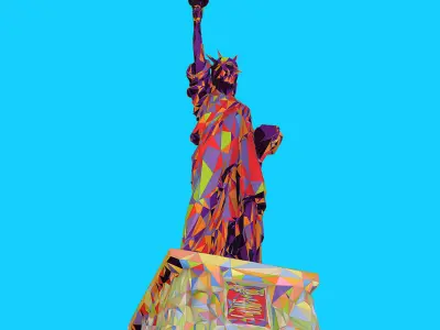 Low Polygon Pop Art Style Liberty Statue Monument Low-poly 3D model