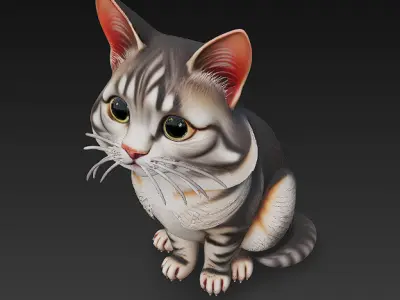 Cat Realistic 3D Model Basic - Low Poly Realistic Low-poly 3D model