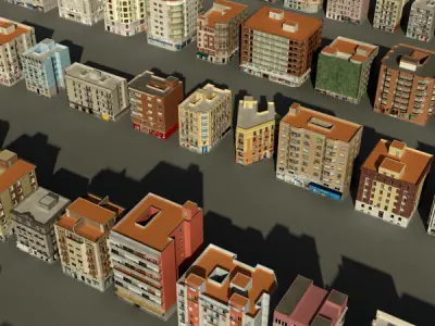 104 Buildings Collection Low-poly 3D model