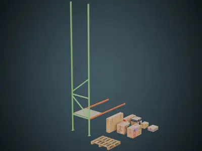 Cardboard Boxes Pallet And Shelf 2 Basic Low-poly 3D model
