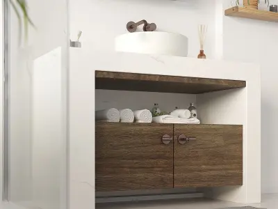 Bathroom vanity cabinet with bowl sink Free 3D model