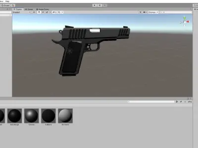 Black Pistol 9mm - Revolver - Gun Weapon - Arma Low-poly 3D model