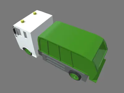 Low Poly Garbage Truck 01 Low-poly 3D model