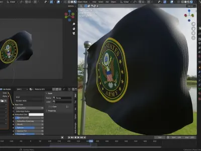 Animated American US Flags 3D model