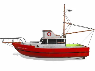 Fishing Boat Low-poly PBR Low-poly 3D model