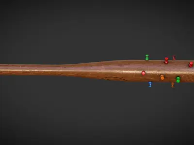 Baseball Bat with Pins Low-poly 3D model
