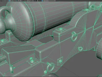 Low Poly Naval Cannon 3D Model Low-poly 3D model