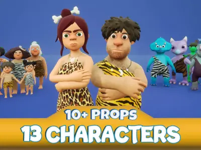 Stone Age Characters Pack 3D model