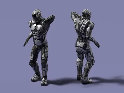 Futuristic Armored Robot Rigged for Maya 3D model