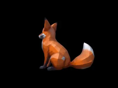 Red Fox Animal In The Natural Nice Chair 3d Render 3D model