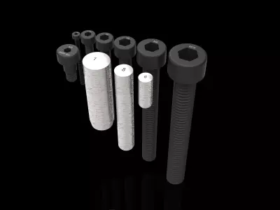 Caphead Bolt and Dowel Set Free 3D model