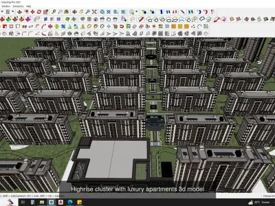3d commercial building with Master plan collection 3 