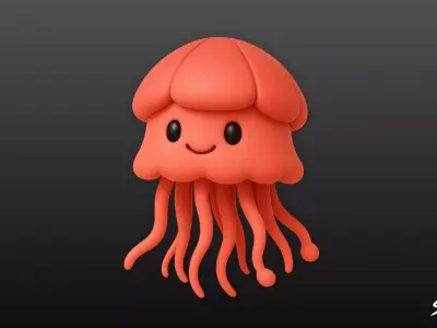 Cartoon Plush Jellyfish Low-poly 3D model
