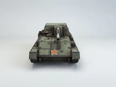 Low Poly SU-76 tank destroyer Low-poly 3D model