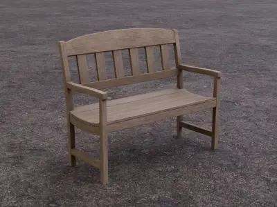 Outdoor Wood Bench 3D model