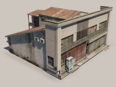 Japanese Rural Shops Low-poly 3D model