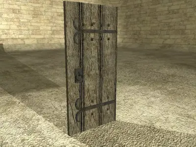 Wooden Ancient Door Low-poly 3D model