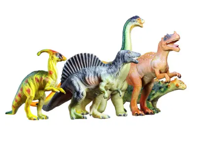 Collection Of Five Dinosaur Toys 3D model
