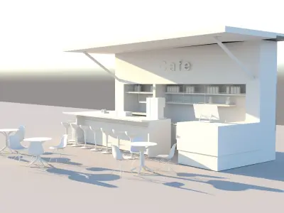 Cafe outdoor Low-poly 3D model