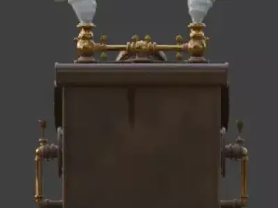 Stylized 3D Steampunk Control Console Low-poly 3D model
