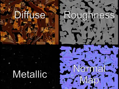 Butterfly Sculpture Model Pack with PBR Textures Low-poly 3D model