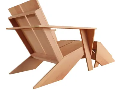Crate and Barrel outdoor Adirondack Chair and ottoman Low-poly 3D model