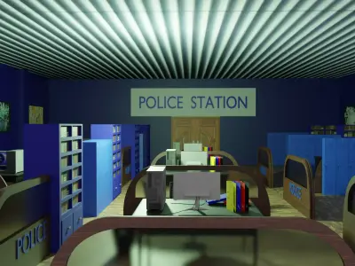 Police Station Interior Low-poly 3D model