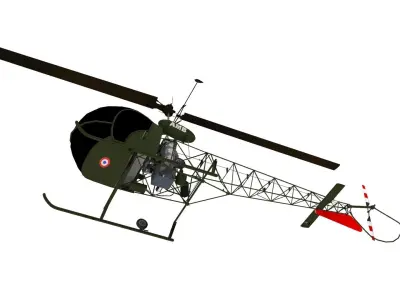 Bell H-13 Sioux Helicopter Low-poly 3D model