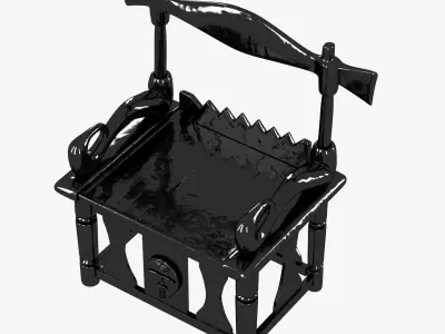 African ethnic historic black wood chair 3D model