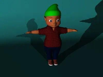toon animals and gnome Free low-poly 3D model