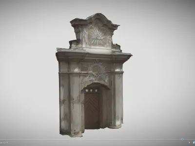 An old baroque or rococo style gate Low-poly 3D model
