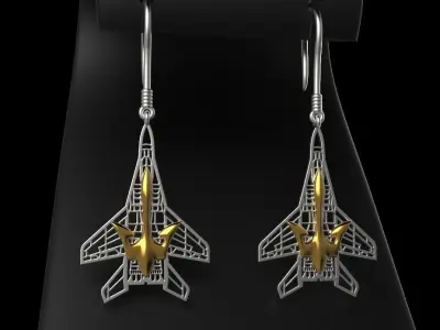 The ghost of Kyiv Mig 29 Ukaine jewelry earring 3D print model