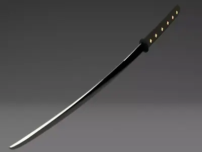 Katana Sword Japanese Samurai Weapon 3D Model Low-poly 3D model